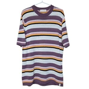 Scotch and Soda Men's Linen Blend Striped Knit Top Sz M